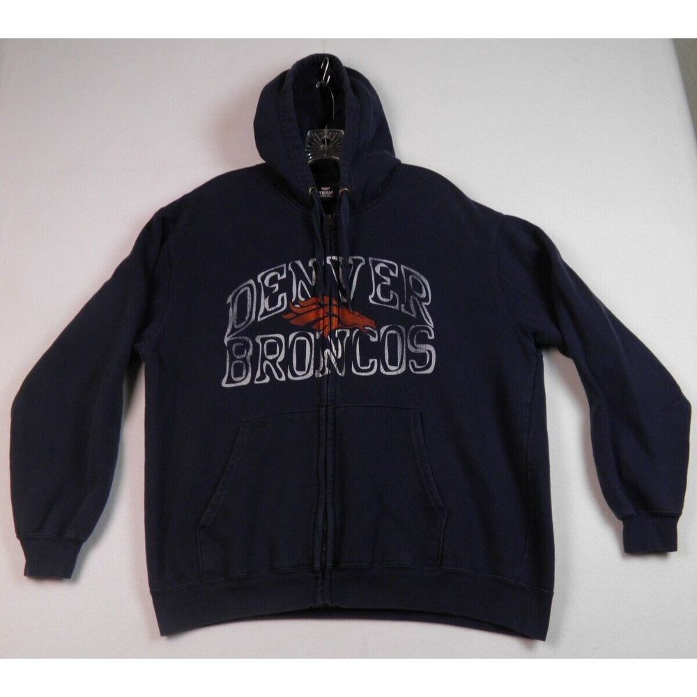 Vintage Denver‎ Broncos Zip Up Hoodie Sweatshirt NFL Team Apparel Size L/XL